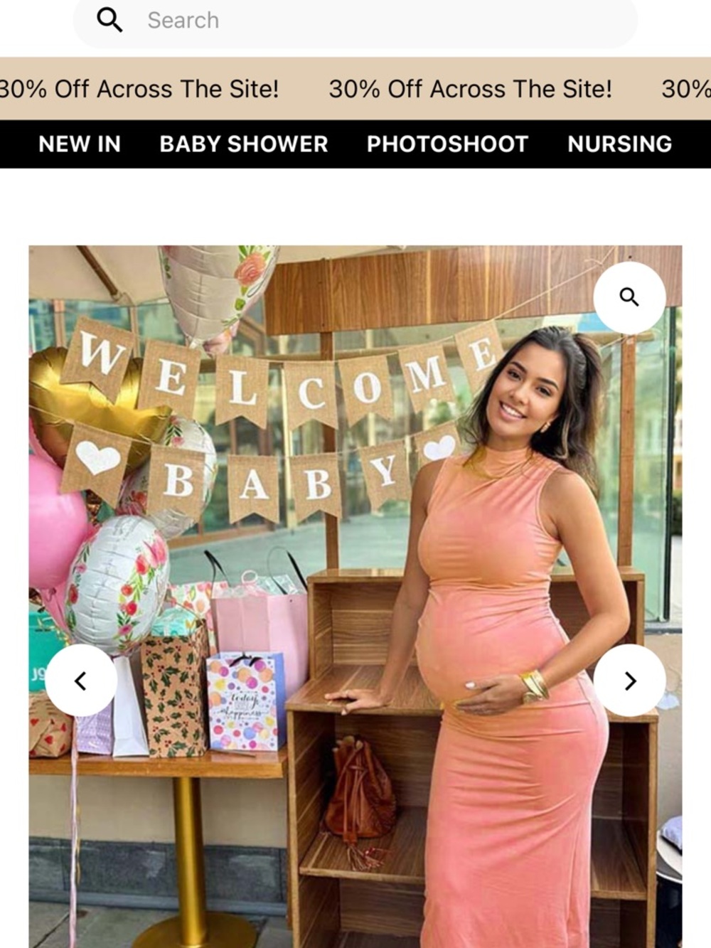 Sleeveless Midi Maternity Dress in Coral Pink